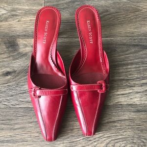 Karen Scott Carrie Red Leather Mules Heels